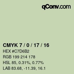 カラーコード: CMYK 7 / 0 / 17 / 16 | qconv.com