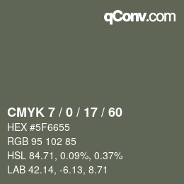 Farbcode: CMYK 7 / 0 / 17 / 60 | qconv.com