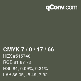 Color code: CMYK 7 / 0 / 17 / 66 | qconv.com