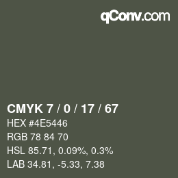 Color code: CMYK 7 / 0 / 17 / 67 | qconv.com