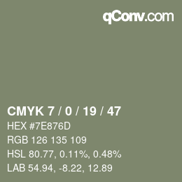 颜色代码: CMYK 7 / 0 / 19 / 47 | qconv.com