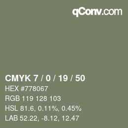 Farbcode: CMYK 7 / 0 / 19 / 50 | qconv.com