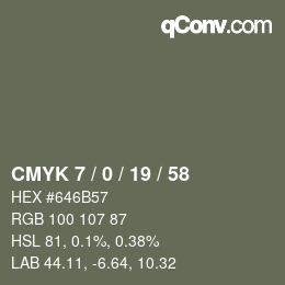 カラーコード: CMYK 7 / 0 / 19 / 58 | qconv.com