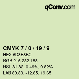 Farbcode: CMYK 7 / 0 / 19 / 9 | qconv.com