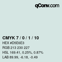 カラーコード: CMYK 7 / 0 / 1 / 10 | qconv.com