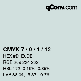 カラーコード: CMYK 7 / 0 / 1 / 12 | qconv.com