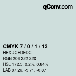 颜色代码: CMYK 7 / 0 / 1 / 13 | qconv.com