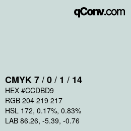 颜色代码: CMYK 7 / 0 / 1 / 14 | qconv.com