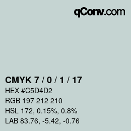 カラーコード: CMYK 7 / 0 / 1 / 17 | qconv.com