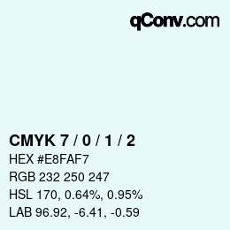 カラーコード: CMYK 7 / 0 / 1 / 2 | qconv.com