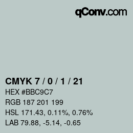 カラーコード: CMYK 7 / 0 / 1 / 21 | qconv.com