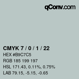 颜色代码: CMYK 7 / 0 / 1 / 22 | qconv.com