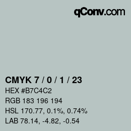 カラーコード: CMYK 7 / 0 / 1 / 23 | qconv.com