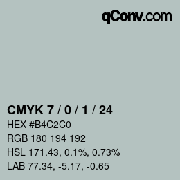 カラーコード: CMYK 7 / 0 / 1 / 24 | qconv.com