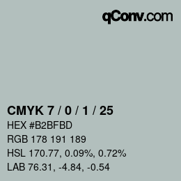 颜色代码: CMYK 7 / 0 / 1 / 25 | qconv.com