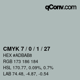 カラーコード: CMYK 7 / 0 / 1 / 27 | qconv.com