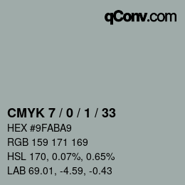 Color code: CMYK 7 / 0 / 1 / 33 | qconv.com