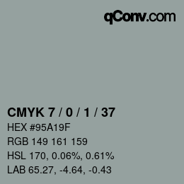 カラーコード: CMYK 7 / 0 / 1 / 37 | qconv.com