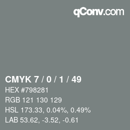 カラーコード: CMYK 7 / 0 / 1 / 49 | qconv.com