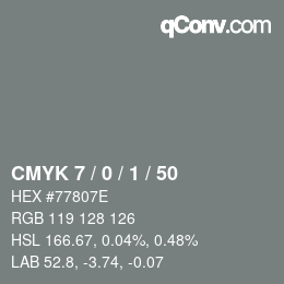 カラーコード: CMYK 7 / 0 / 1 / 50 | qconv.com
