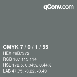 颜色代码: CMYK 7 / 0 / 1 / 55 | qconv.com