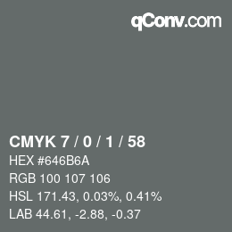 Color code: CMYK 7 / 0 / 1 / 58 | qconv.com