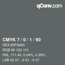 カラーコード: CMYK 7 / 0 / 1 / 60 | qconv.com
