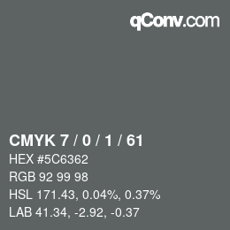 カラーコード: CMYK 7 / 0 / 1 / 61 | qconv.com