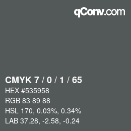 Color code: CMYK 7 / 0 / 1 / 65 | qconv.com