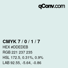 カラーコード: CMYK 7 / 0 / 1 / 7 | qconv.com