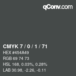カラーコード: CMYK 7 / 0 / 1 / 71 | qconv.com