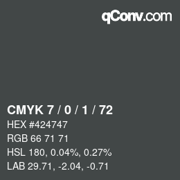 Color code: CMYK 7 / 0 / 1 / 72 | qconv.com