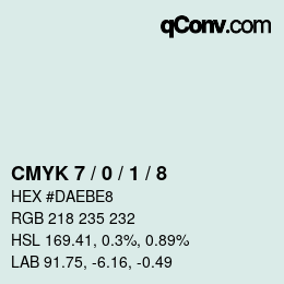 カラーコード: CMYK 7 / 0 / 1 / 8 | qconv.com
