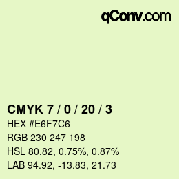 カラーコード: CMYK 7 / 0 / 20 / 3 | qconv.com
