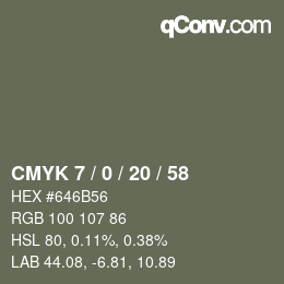 Color code: CMYK 7 / 0 / 20 / 58 | qconv.com