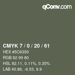 カラーコード: CMYK 7 / 0 / 20 / 61 | qconv.com