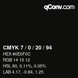 Color code: CMYK 7 / 0 / 20 / 94 | qconv.com