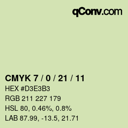 カラーコード: CMYK 7 / 0 / 21 / 11 | qconv.com