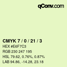 カラーコード: CMYK 7 / 0 / 21 / 3 | qconv.com