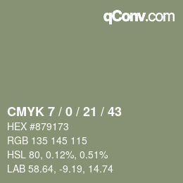 Código de color: CMYK 7 / 0 / 21 / 43 | qconv.com
