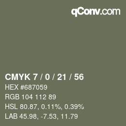 Color code: CMYK 7 / 0 / 21 / 56 | qconv.com