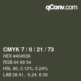 Código de color: CMYK 7 / 0 / 21 / 73 | qconv.com