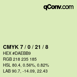 カラーコード: CMYK 7 / 0 / 21 / 8 | qconv.com