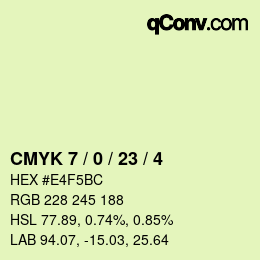 Color code: CMYK 7 / 0 / 23 / 4 | qconv.com