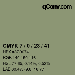 カラーコード: CMYK 7 / 0 / 23 / 41 | qconv.com