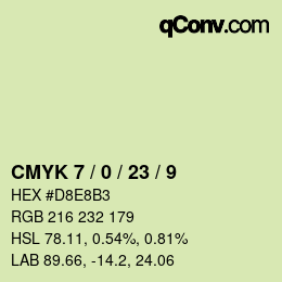 カラーコード: CMYK 7 / 0 / 23 / 9 | qconv.com