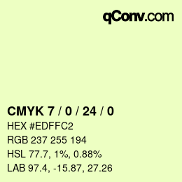 颜色代码: CMYK 7 / 0 / 24 / 0 | qconv.com