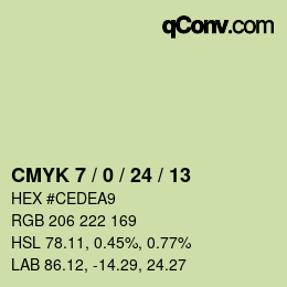 颜色代码: CMYK 7 / 0 / 24 / 13 | qconv.com
