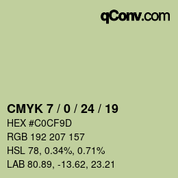 カラーコード: CMYK 7 / 0 / 24 / 19 | qconv.com