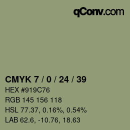カラーコード: CMYK 7 / 0 / 24 / 39 | qconv.com